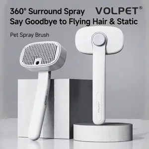 White electric pet spray brush for deshedding and cleaning cats and dogs