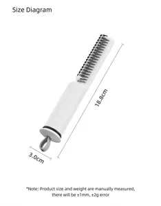 Détail du peigne de démébage pour animaux, dimensions 18,8 cm de long et 3,0 cm de large