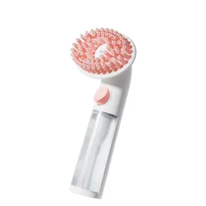 Brosse de massage pour bain d'animaux avec long manche et poils en silicone pour chiens et chats