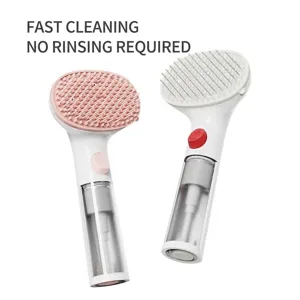 Professional pet waterless grooming brush for cats and dogs with integrated mousse reservoir