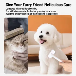 Professional white pet grooming brush for cats and dogs floating hair removal and cleaning
