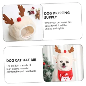 Süßes weihnachtliches Rentier-Haustierhut- und Weihnachtsmann-Lätzchen-Set für Hunde