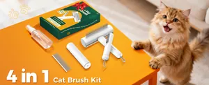 Kit completo de aseo para mascotas 4 en 1 con cepillos y rodillo quitapelos para perros y gatos
