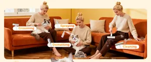 Kit multifuncional para eliminar pelo de mascotas para peinar, rociar y limpiar en el sofá.