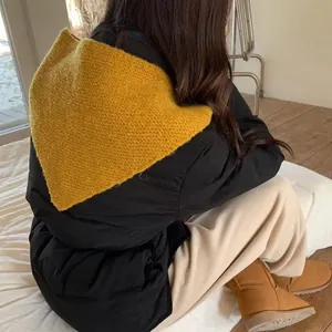 Women Knitted Triangle Scarf Multi-functional Winter Warm Solid Color Neck Gaiter Headscarf Shawl Accessories