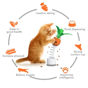 Interaktives Katzen-Puzzle-Futterspielzeug mit Karottendesign und starkem Saugnapfboden