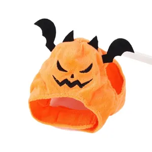 Chapeau de citrouille d'Halloween amusant avec ailes de chauve-souris pour chats et chiens