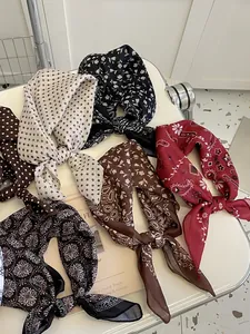 Selection of 58cm cotton-linen paisley scarves with vintage floral and polka dot patterns.
