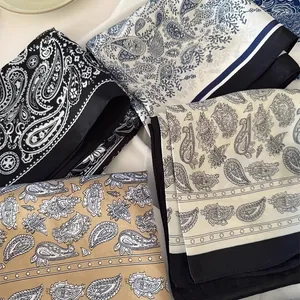 Elegant silk scarves with paisley pattern print in multiple colors for women's fashion