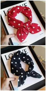 Red and black cotton polka dot square bandanas for hair or neck styling accessory