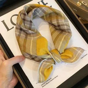 Harajuku Cotton Square Scarf Women Korean Style Floral Heart Polka Dot Neckerchief Headband Hair Band Decorative Scarf