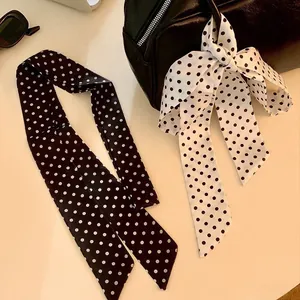 Vintage Retro Polkadot Smalle Sjaal Voor Vrouwen Koreaanse Stijl Satijn Lange Hals Sjaal Haarband Tas Lint Mode Accessoire