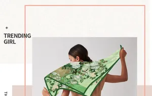 Detail view of 90cm Van Gogh floral silk scarf showing artistic drape and pattern