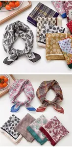 Detailed collection of vintage square scarves with various floral and paisley patterns