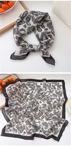 Vintage paisley print square silk scarf for women's hair and neck styling accessory