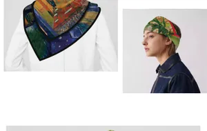 Luxury Van Gogh Café Terrace at Night oil painting silk scarf styled as head wrap