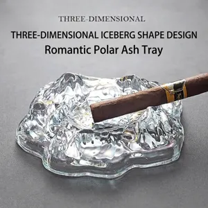 Iridescent Glass Cigar Ashtray Creative Iceberg Shape Japanese Style Mount Fuji Design For Home Office Bar Hotel Decor