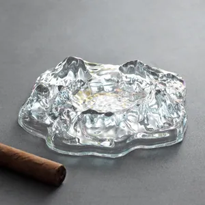 Creative Mount Fuji glacier glass ashtray for cigars, transparent minimalist design.