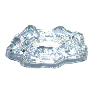 Iridescent glacier glass ashtray featuring creative Mount Fuji design for home office
