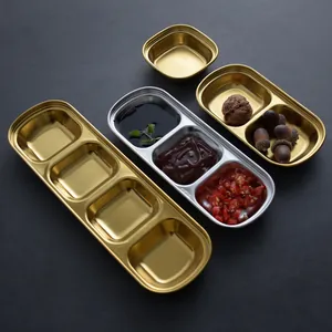 304 Edelstahl Saucenschale Matt Gewürzteller 1 2 3 4 Fächer Gold Silber Dip Schale Für Hot Pot Restaurant