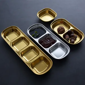 Hochwertige 304 Edelstahl Gewürzschalen mit mehreren Fächern in Gold- und Silberschmuck