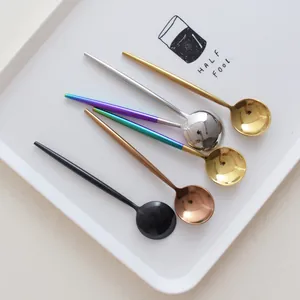 Set of 5 colorful 304 stainless steel coffee spoons with creative 13cm long handles