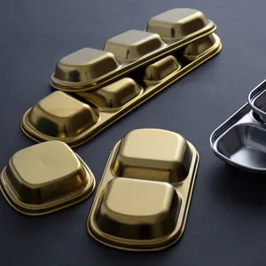 Matte goldene 304 Edelstahl-Saucenteller mit mehreren Gittern und tiefem Schüsseldesign