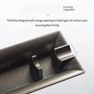 Close-up of a high-quality alloy cigar ashtray with a wide groove for various sizes