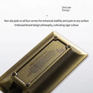 Premium luxury bronze alloy cigar ashtray with four non-slip silicone pads on bottom