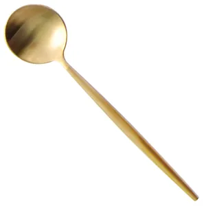 Modern 13cm 304 stainless steel coffee spoon with titanium gold finish and long handle