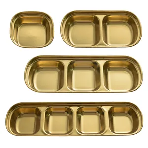 Set aus 304 Edelstahl Saucenschalen in Mattgold mit 1, 2, 3 und 4 Fächern für Dips