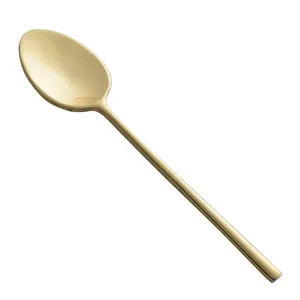 Elegant gold 304 stainless steel coffee spoon featuring a minimalist long handle design