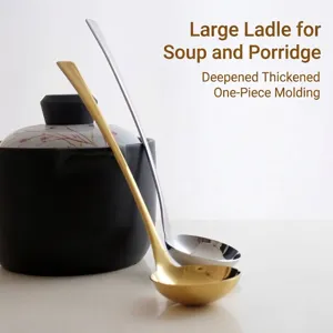 Premium 304 stainless steel long handle soup spoon with deepened thickened design