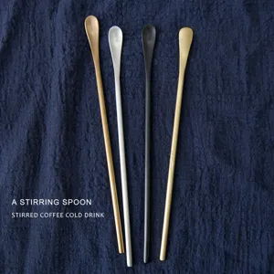 304 Stainless Steel Long Handle Stirring Spoon Brushed Mirror Polished Coffee Ice Cream Cocktail Stirrer Rod Bar Tableware