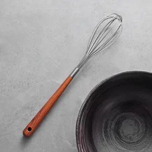 Frusta in acciaio inox 304 con manico in legno di palissandro per dolci e cucina