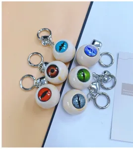 Detailed view of Gothic horror eyeball keychains in various iris colors and finishes.
