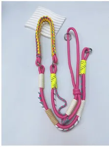 Detailed macro view of the hand-woven colorful adjustable lanyard showing rope textures