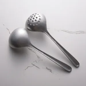 Vintage 304 roestvrijstalen hot pot pollepel en schuimspaan set met lange steel