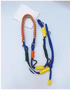 Detail of handmade woven colorful adjustable phone and camera lanyard strap