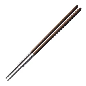Premium 304 stainless steel and wenge wood chopsticks with non-slip tips for dining