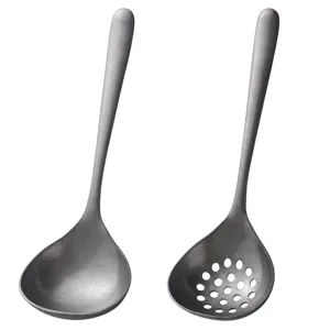 Set van twee verdikte 304 roestvrijstalen hot pot soeplepels met retro matgrijze finish