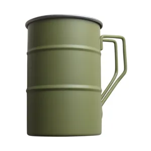 Militärgrüner 304 Edelstahl Campingbecher mit Klappgriff für den Outdoor-Kaffee