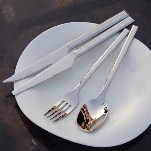 Minimalist Stainless Steel Western Cutlery Mirror Polished Steak Knife Dinner Fork Spoon For Home Restaurant Hotel