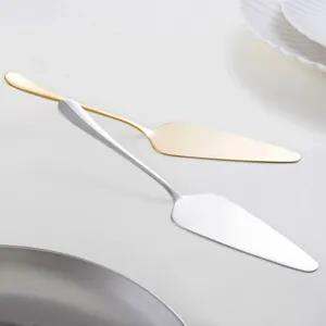 Nordic style stainless steel cake server set with gold and silver finishes for baking