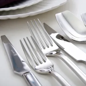 Elegant German style stainless steel steak cutlery set with a polished silver finish