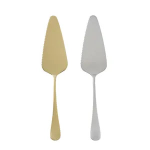 Nordic style stainless steel cake shovel set with serrated edge in gold and silver colors