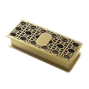 Vintage gold hollow stainless steel toothpick box with ornate lattice pattern design