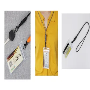Handmade paracord lanyard for ID badge holder and keys shown in multiple views