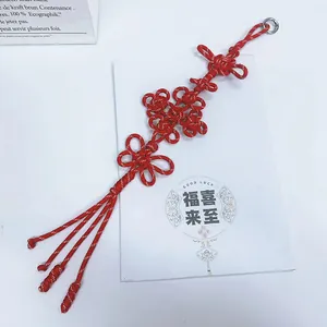 Handgefertigter roter chinesischer Knotenknoten-Anhänger für Neujahrs-Taschendekoration