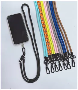 Colorful thick braided long phone lanyards with metal clips for crossbody neck strap